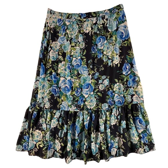 Susan Graver Womens L Floral Ruffle Hem cottagecore Feminine Dainty Romantic - Picture 1 of 10